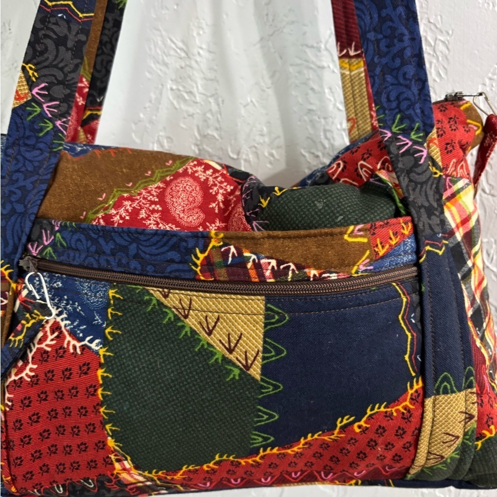 Boho Patchwork Material Shoulder Bag in Multi-Color Handmade - Picture 5 of 9